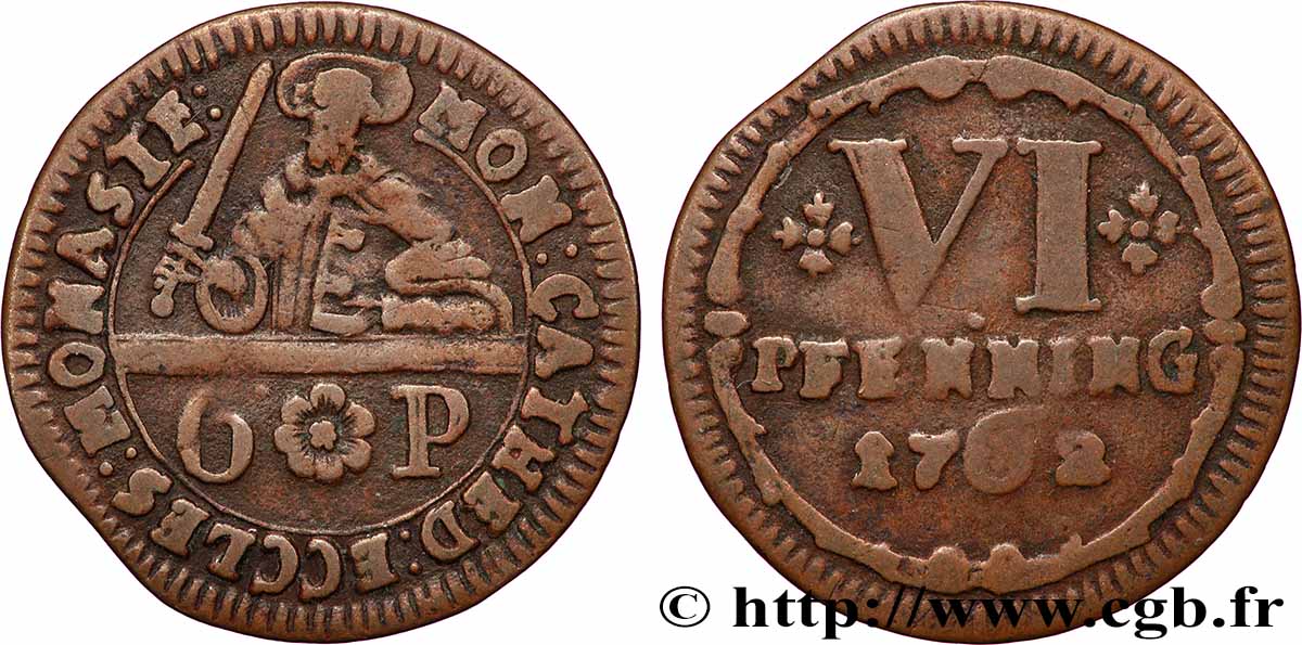 ALLEMAGNE - MUNSTER 6 Pfenning Chapitre de la Cathédrale de Münster 1762  TB+ 