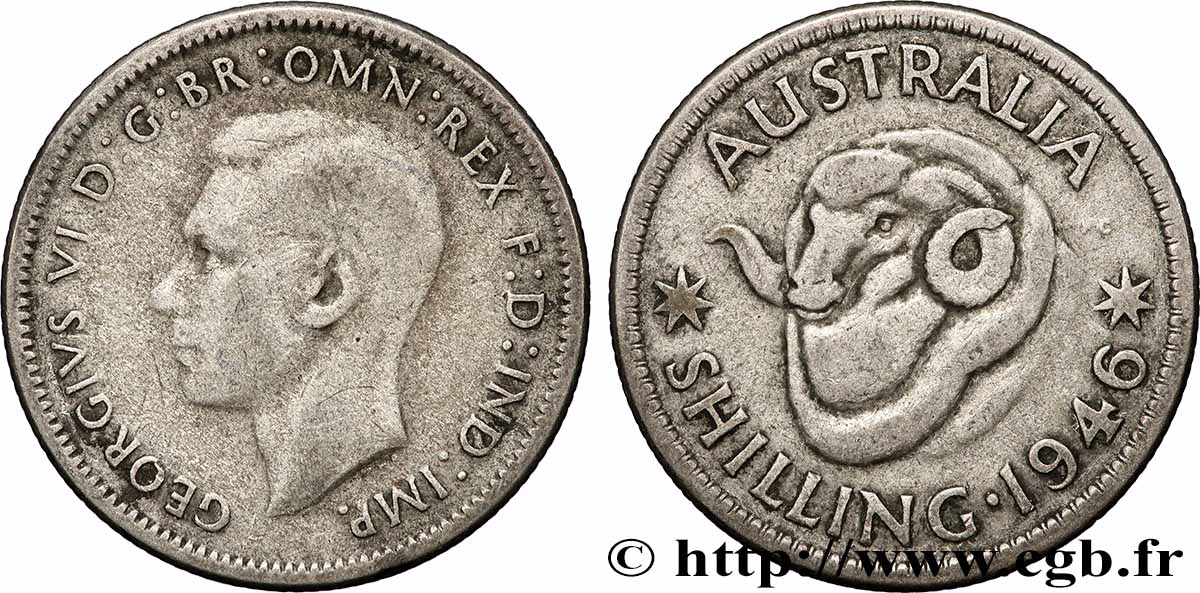 AUSTRALIE 1 Shilling Georges VI 1946 Melbourne TB+ 