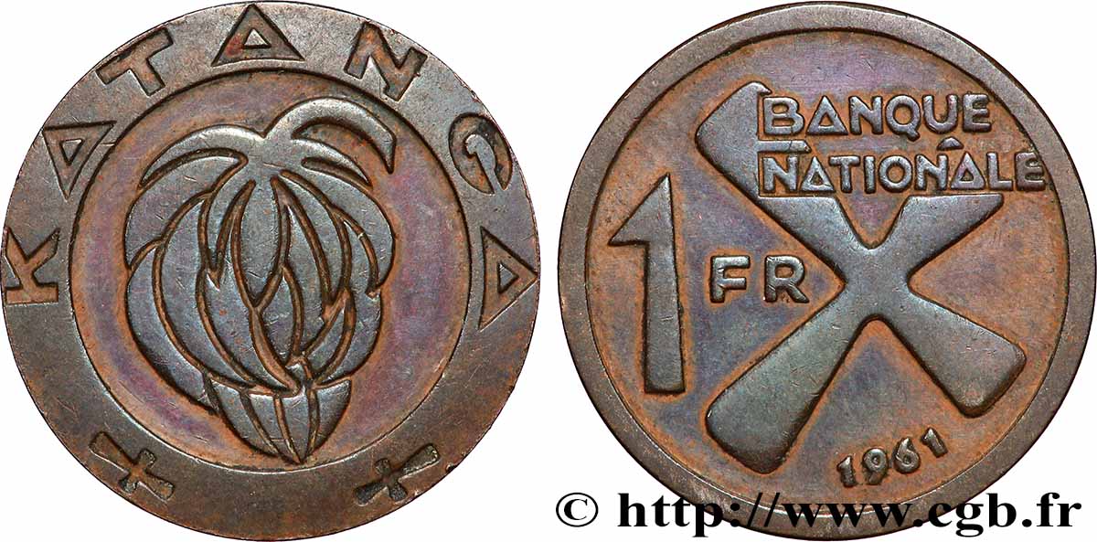 KATANGA 1 Franc 1961 Kings Norton TTB 