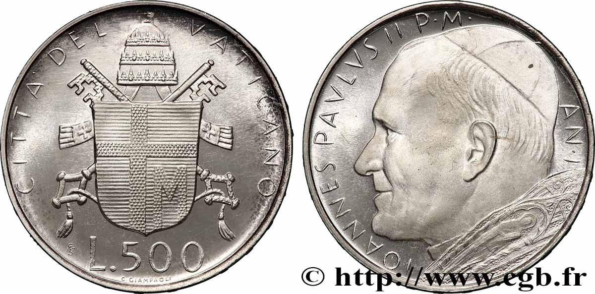 VATICAN AND PAPAL STATES 500 Lire Proof Jean-Paul II an I 1979 Rome MS 