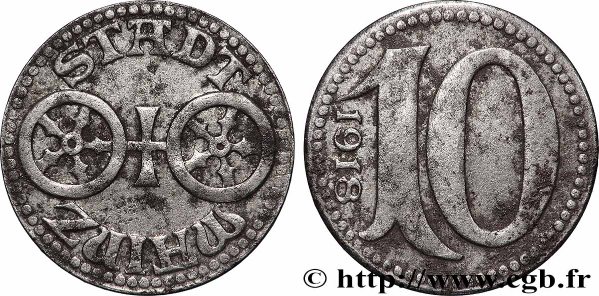 ALLEMAGNE - Notgeld 10 Pfennig ville de Mayence (Mainz) 1918  TTB 