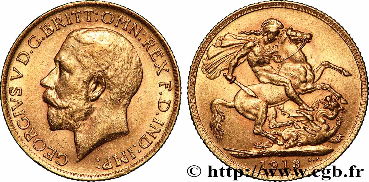 OR, PALLADIUM ET PLATINE INVESTISSEMENT 1 Souverain Georges V 1913 Londres TTB+ 