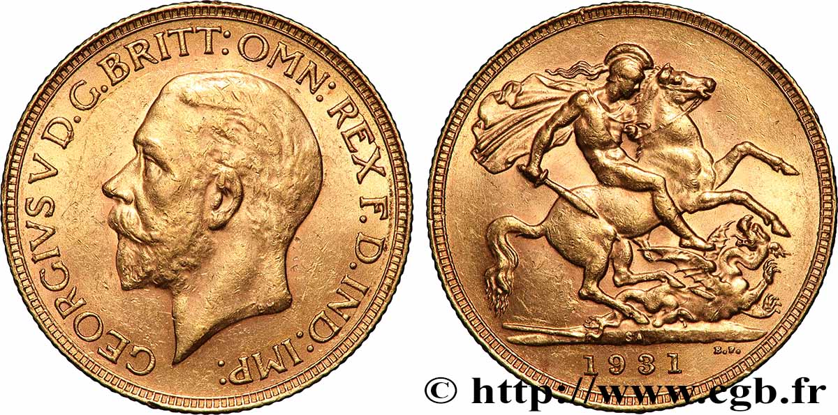 OR, PALLADIUM ET PLATINE INVESTISSEMENT 1 Souverain Georges V 1931 Afrique du Sud TTB+ 