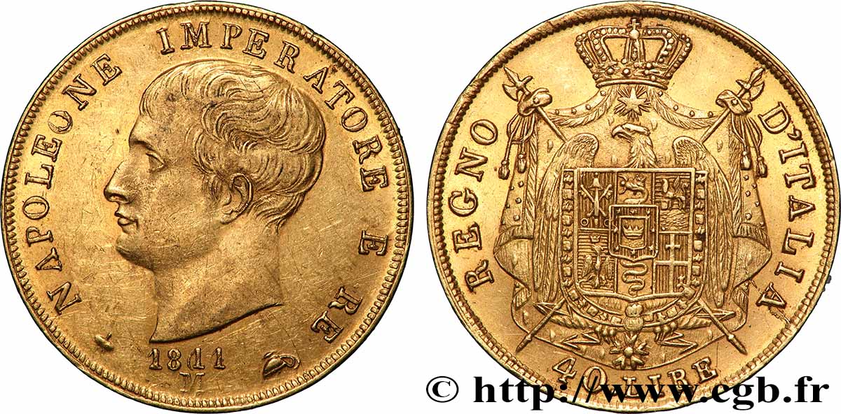 OR, PALLADIUM ET PLATINE INVESTISSEMENT 40 Lire 1811 Milan TTB+ 