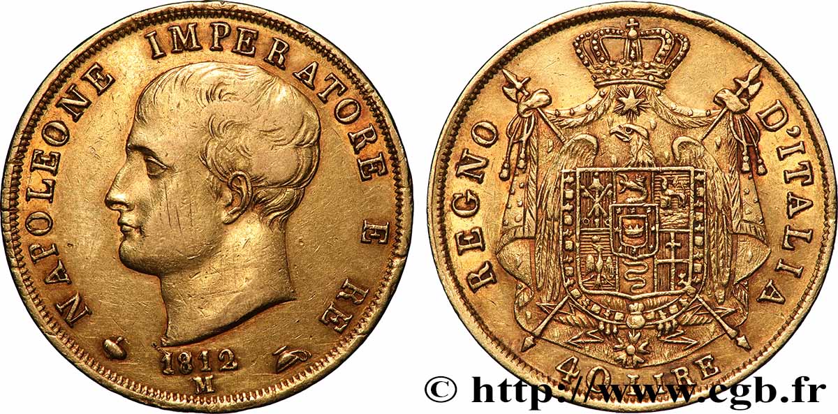 OR, PALLADIUM ET PLATINE INVESTISSEMENT 40 Lire 1812 Milan TTB+ 