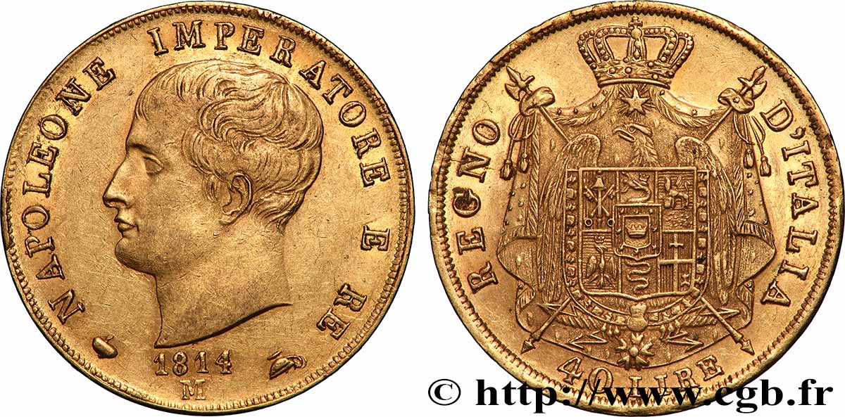OR, PALLADIUM ET PLATINE INVESTISSEMENT 40 Lire 1814 Milan TTB+ 
