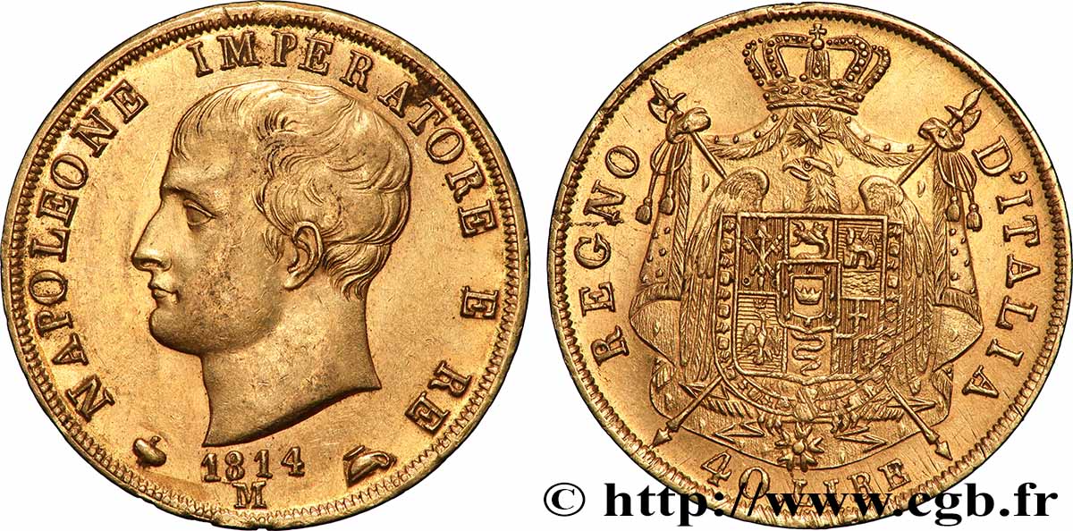 GOLD, PALLADIUM & PLATINUM INVESTMENT 40 Lire 1814 Milan AU 