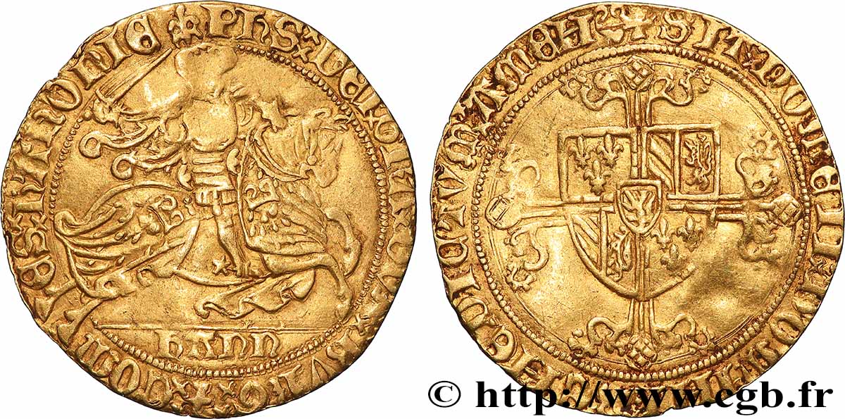 HAINAUT - COUNTY OF HAINAUT - PHILIP THE GOOD Cavalier d&nbsp;or n.d. Valenciennes XF 