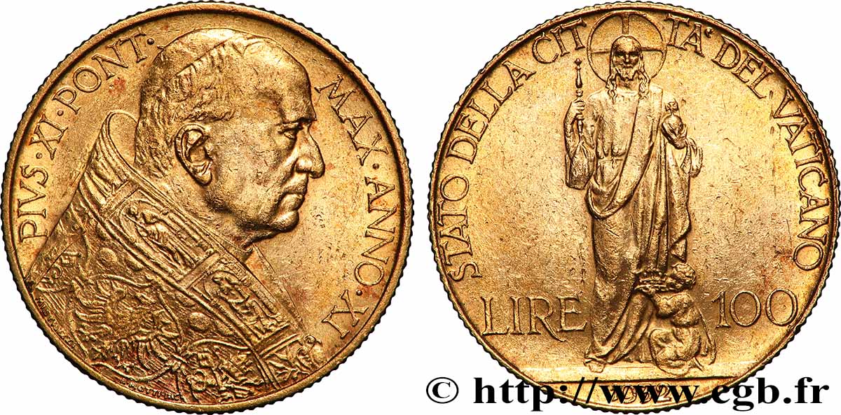 VATICAN - PIUS XI (Achille Ratti) 100 Lire 1932 Rome AU 
