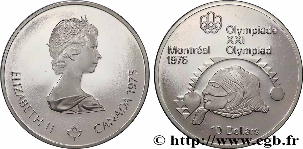 CANADá 10 Dollars Proof JO Montréal 1976 lancer de poids femmes / Elisabeth II 1975 Ottawa FDC 