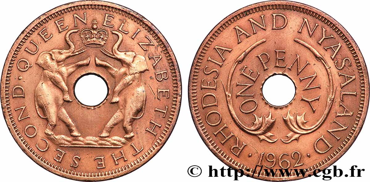 RHODESIEN UND NJASSALAND (Föderation von) 1 Penny Elisabeth II 1962  SS 
