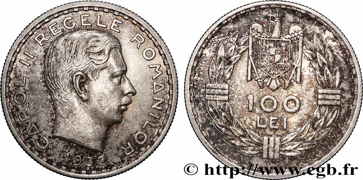 ROMANIA 100 Lei Charles II 1932  AU 
