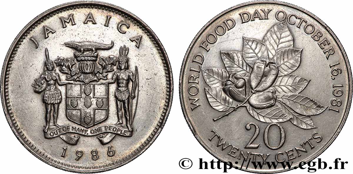 JAMAIKA 20 Cents armes / developpement de l’industrie forestière 1989 Llantrisant VZ 