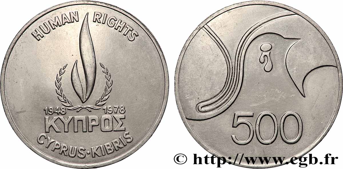 CYPRUS 500 Mils FAO - Droits de l’Homme 1978 Llantrisant MS 