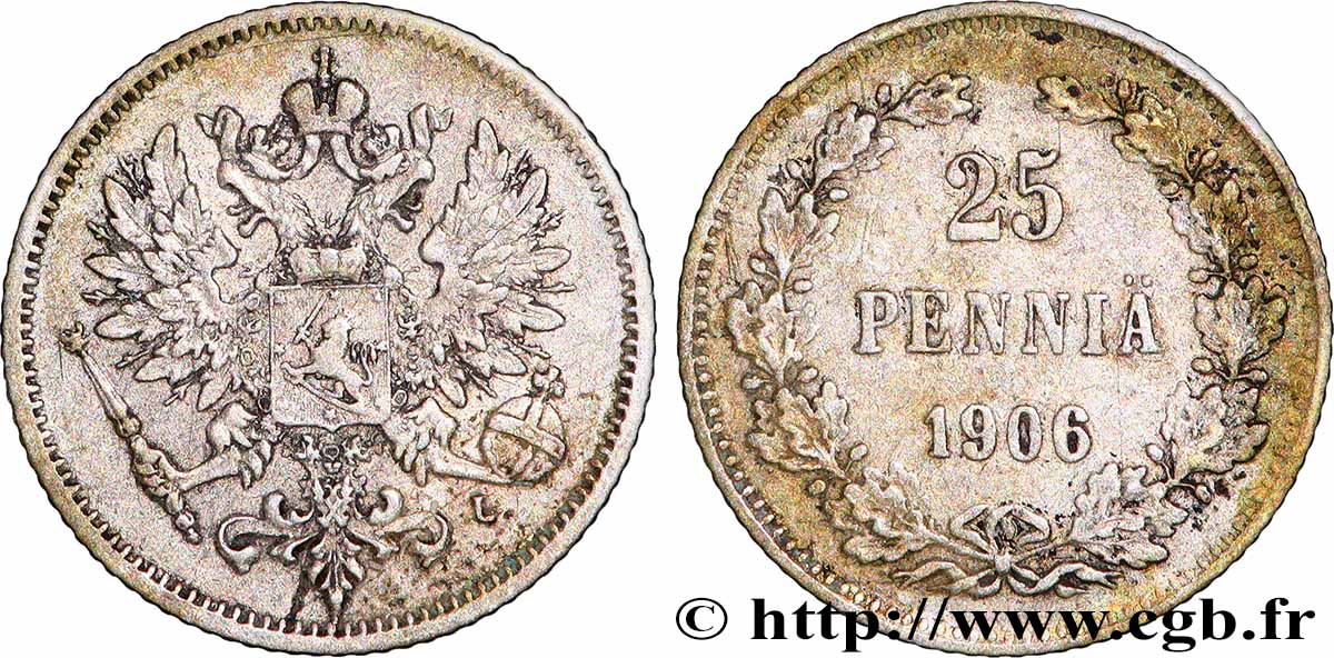 FINLANDE 25 Pennia 1906 Helsinki TTB+ 