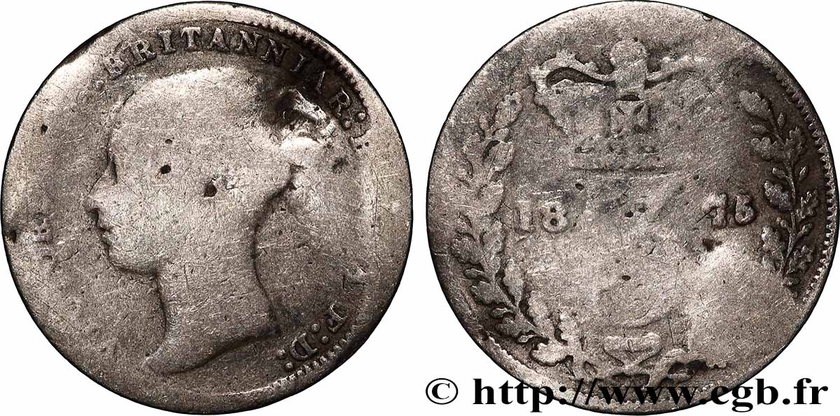ROYAUME-UNI 3 Pence Victoria “Bun Head” 1875  B 