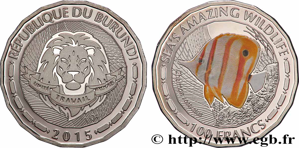 BURUNDI 100 Francs Chelmon à bec médiocre 2015  MS 