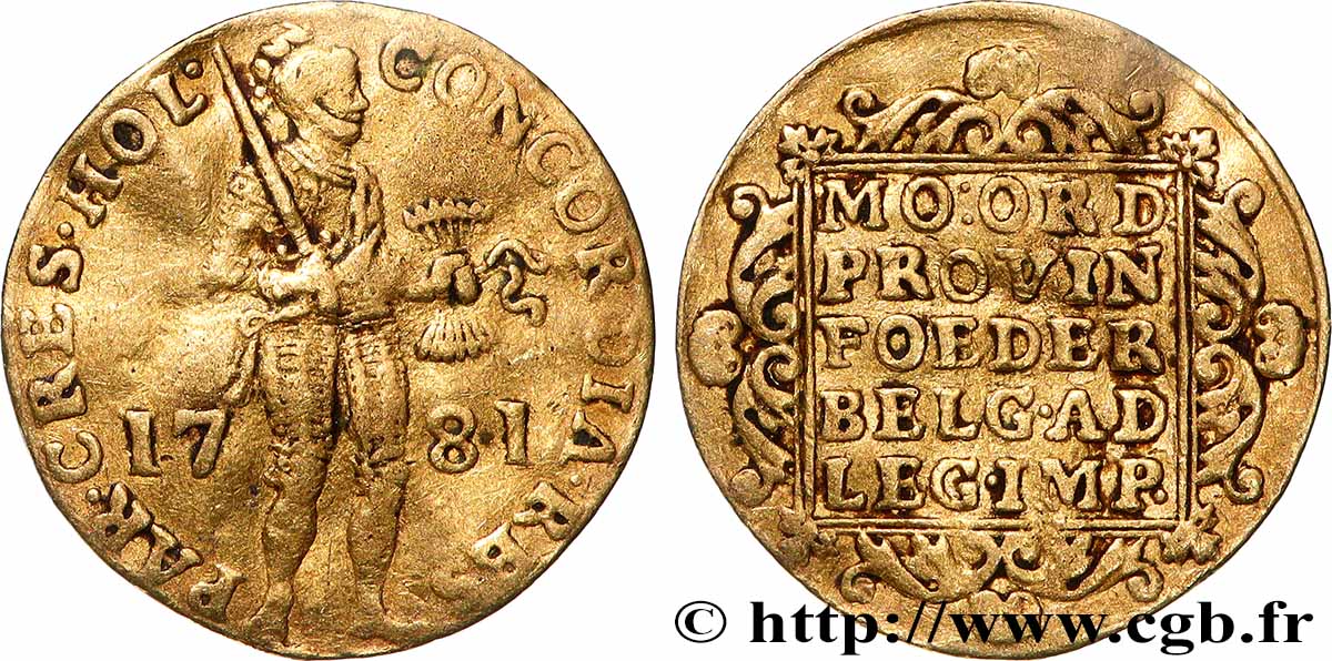 PAíSES BAJOS - PROVINCIAS UNIDAS - HOLANDA Ducat d&nbsp;or au chevalier 1781 Dordrecht MBC 