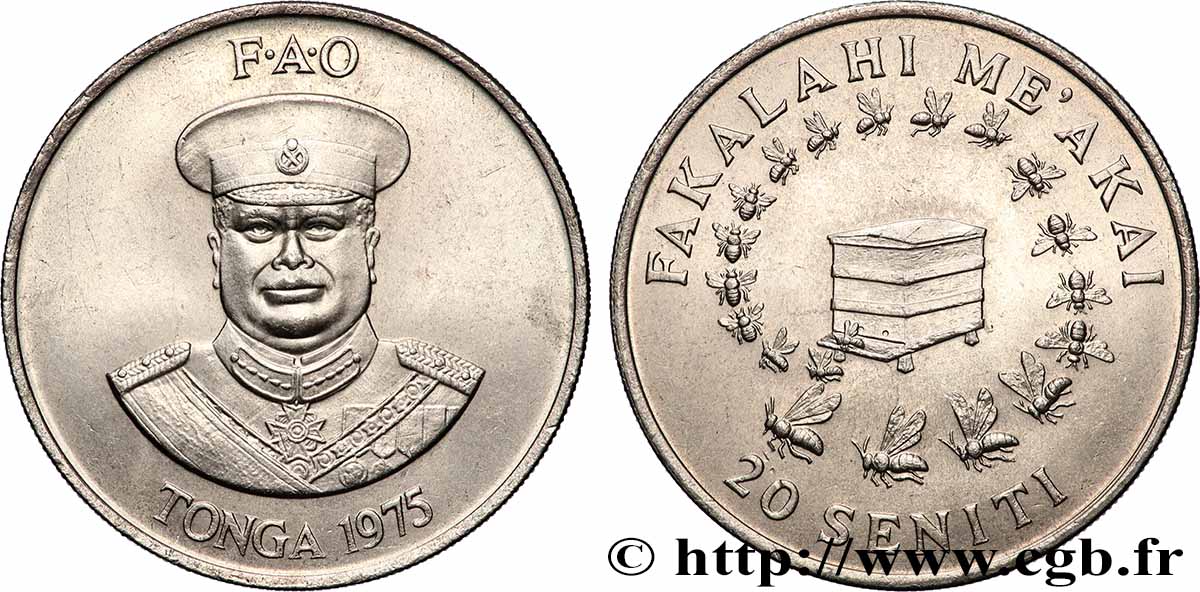 TONGA 20 Seniti série FAO  1975 Canberra AU 
