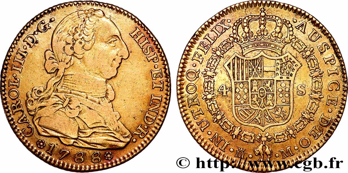 SPAGNA - REGNO DI SPAGNA - CARLO III 4 Escudos 1788 Madrid BB 