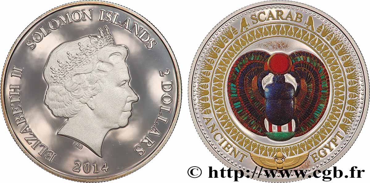 ÎLES SALOMON 2 Dollar Proof SCARABÉE 2014  FDC 