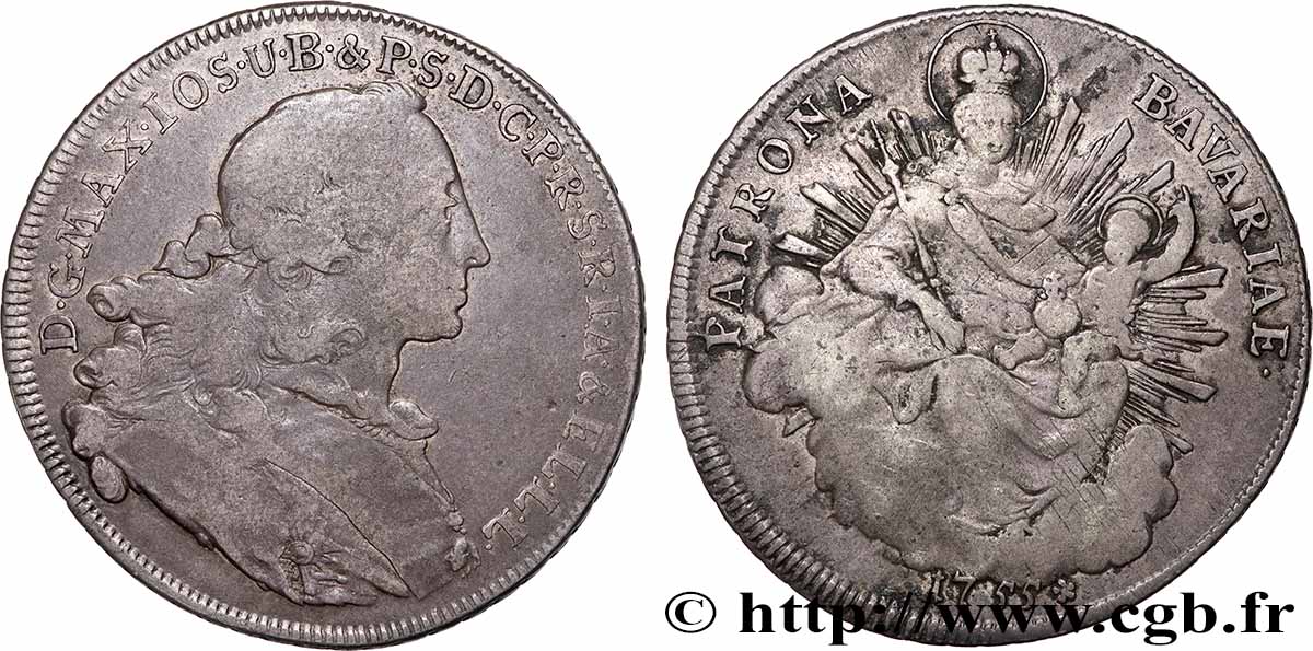 GERMANY - ELECTORATE  OF BAVARIA - MAXIMILIAN III JOSEPH 1 Thaler  1758 Munich VF 