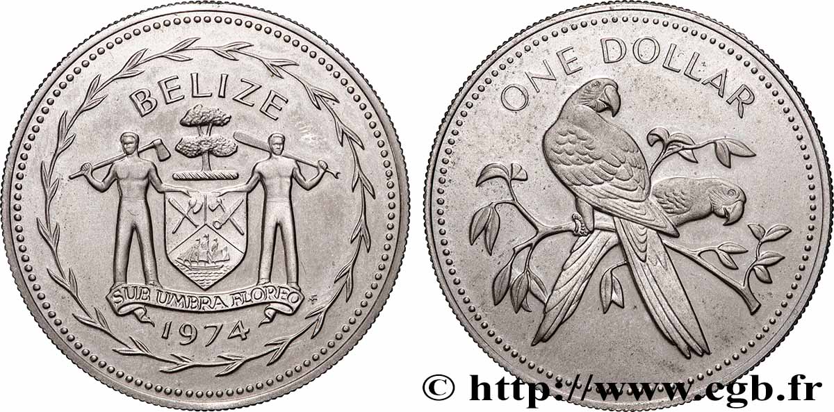 BELIZE 1 Dollars Proof Perroquets 1974  SPL 