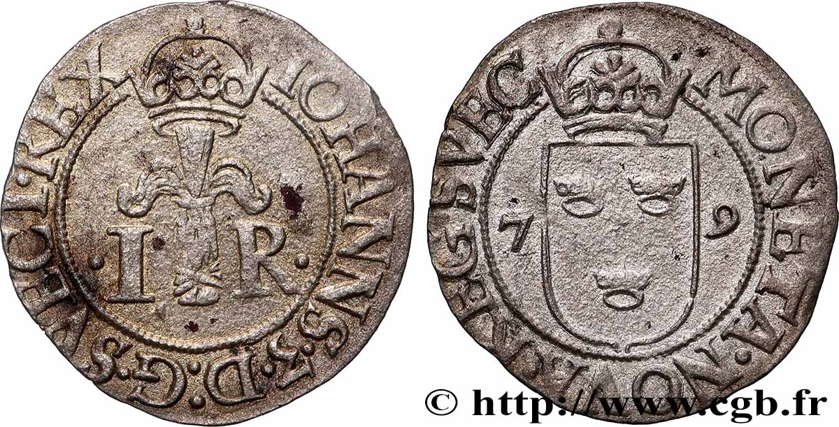 SUÈDE - ROYAUME DE SUÈDE - JEAN III 1/2 Örtug (1581) Stockholm TTB 
