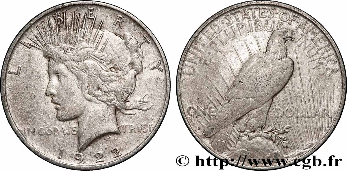 ARGENT D&nbsp;INVESTISSEMENT 1 Dollar Peace 1922 Denver TTB 