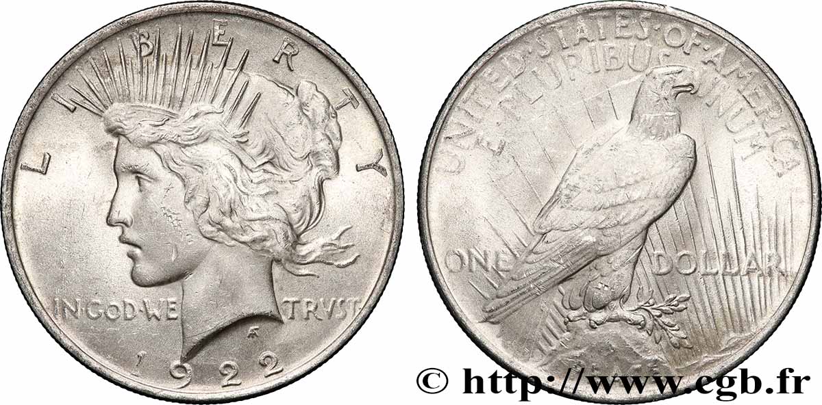 ARGENT D&nbsp;INVESTISSEMENT 1 Dollar Peace 1922 Philadelphie TTB+ 