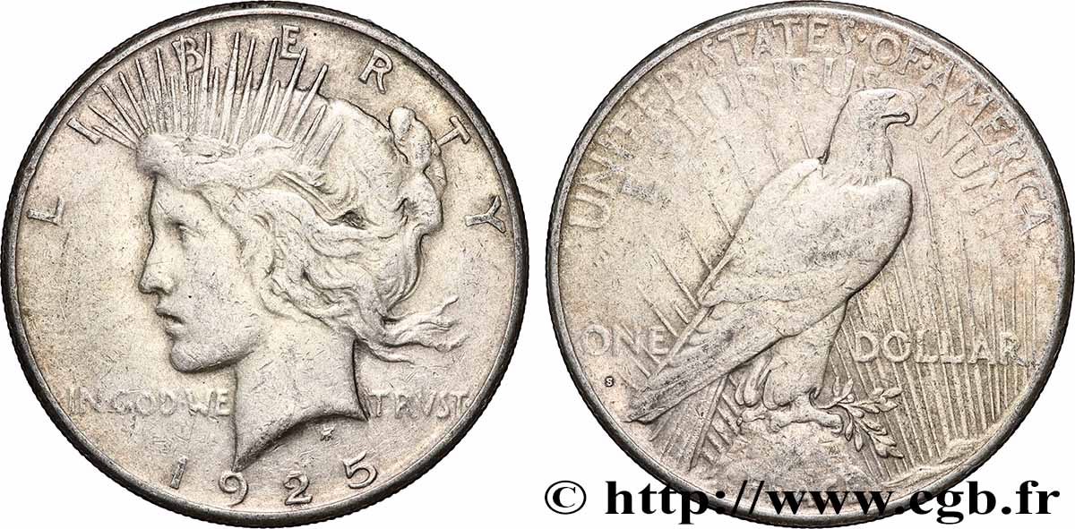 ARGENT D&nbsp;INVESTISSEMENT 1 Dollar type Peace 1925 San Francisco TTB 