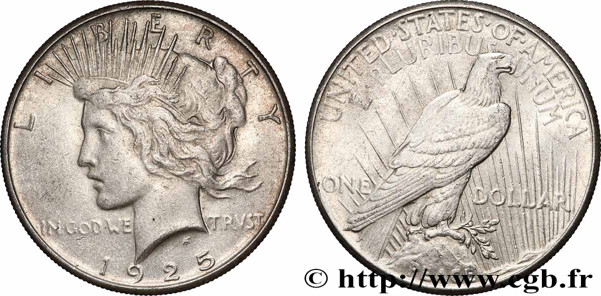 ARGENT D&nbsp;INVESTISSEMENT 1 Dollar type Peace 1925 Philadelphie TTB 