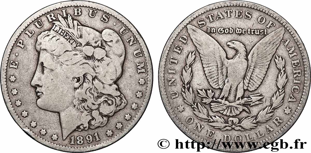 ARGENT D&nbsp;INVESTISSEMENT 1 Dollar Morgan 1891 Philadelphie TB+ 