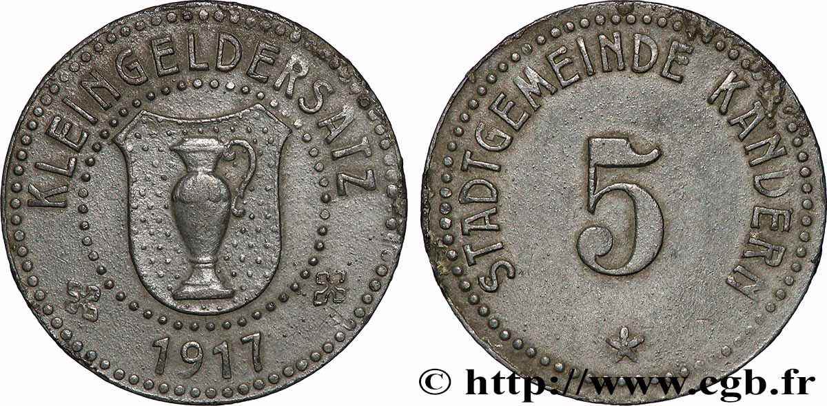 GERMANY - Notgeld 5 Pfennig Kandern (Bade) 1917  AU 