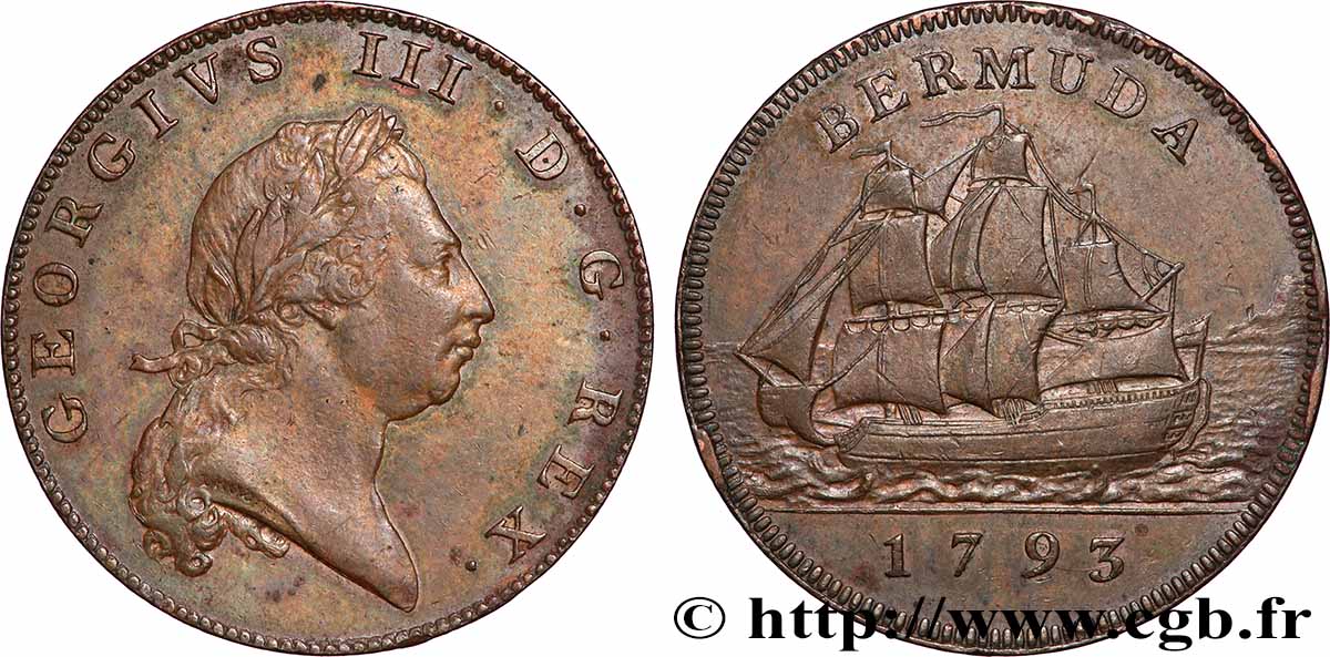 BERMUDES 1 Penny Georges III 1793  TTB 