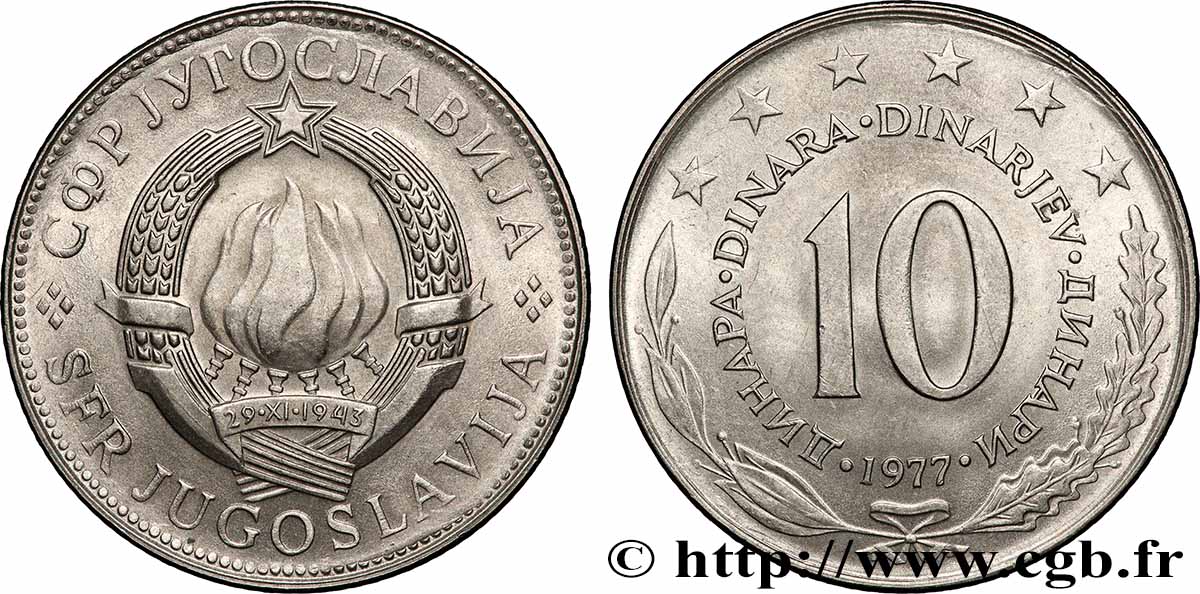 YOUGOSLAVIE 10 Dinara 1977  SUP 