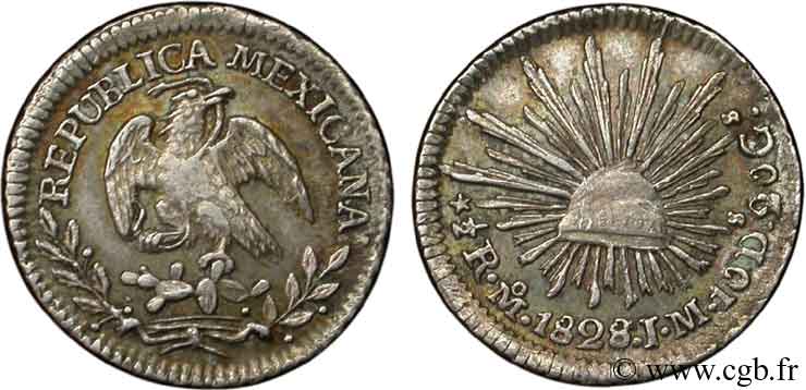 MEXICO 1/2 Real Aigle 1828/7 1828 Mexico AU 
