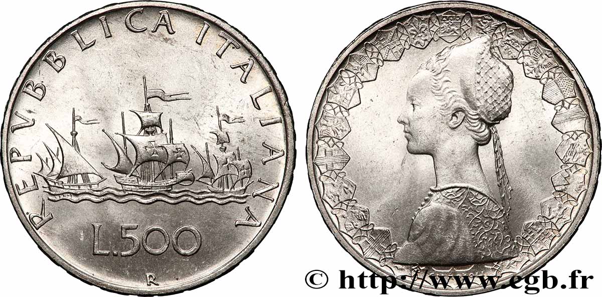 ITALIE 500 Lire “caravelles” 1959 Rome SUP 
