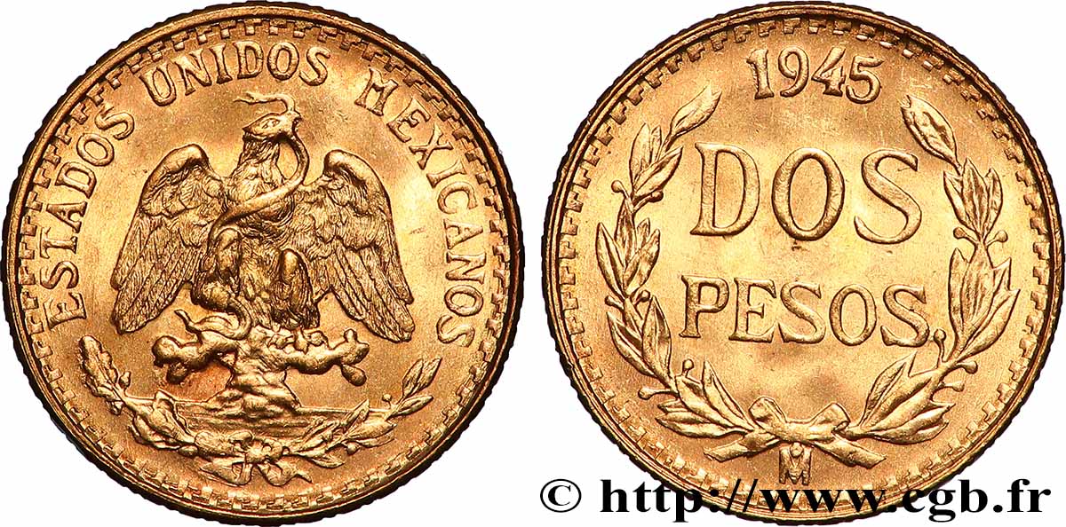 MEXIQUE 2 Pesos 1945 Mexico SUP 