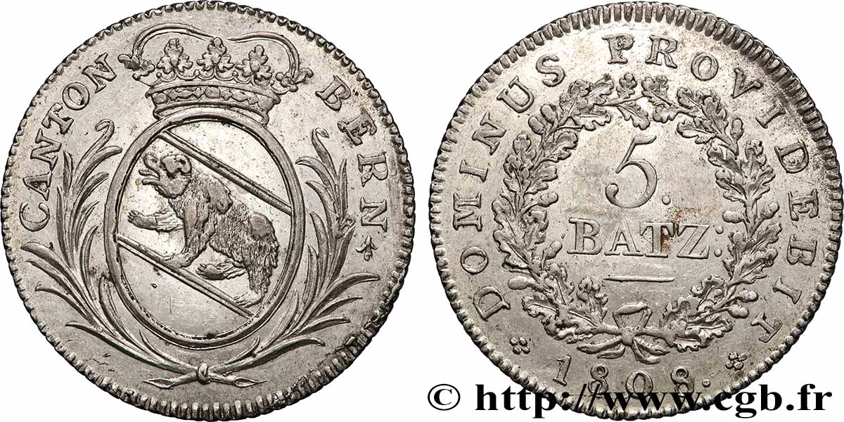 SUISSE - CANTON DE BERNE 5 Batzen - Canton de Berne 1808  SPL 