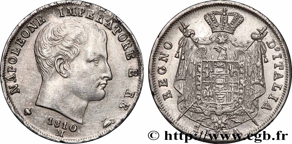 ITALY - KINGDOM OF ITALY - NAPOLEON I 1 lira  1810 Milan AU/AU 
