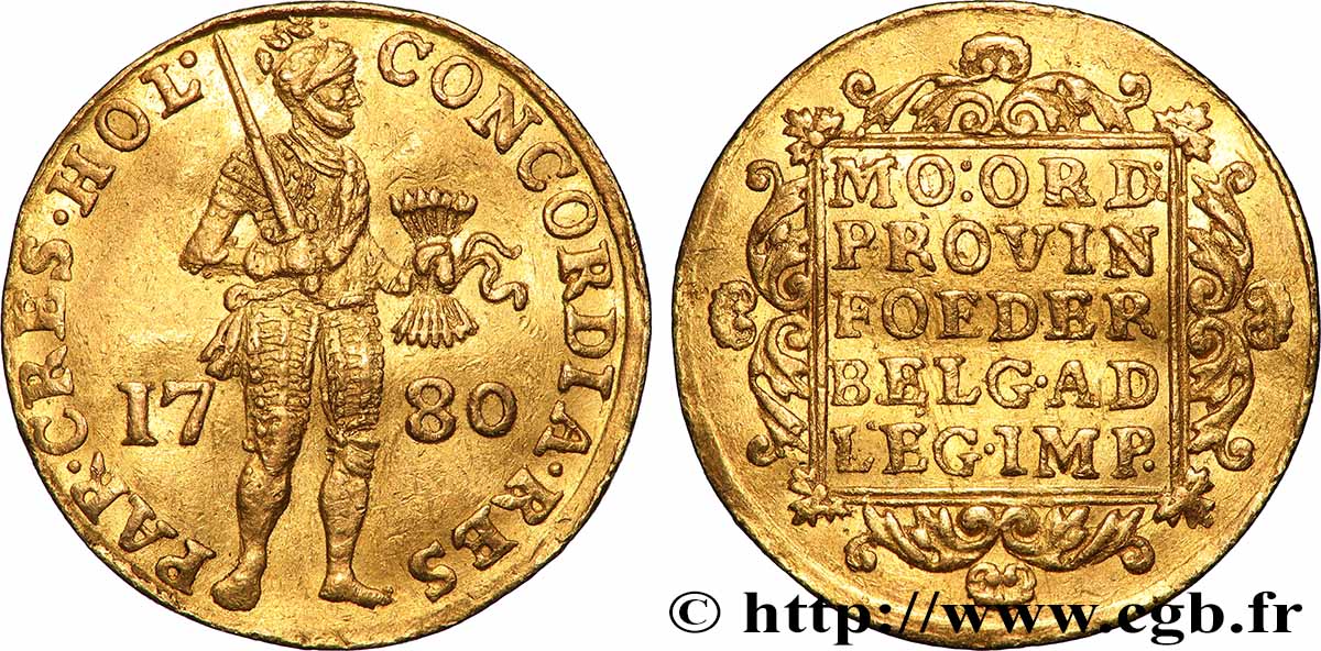 PAYS-BAS - PROVINCES-UNIES 1 Ducat au chevalier pour la Hollande 1780  TTB+ 
