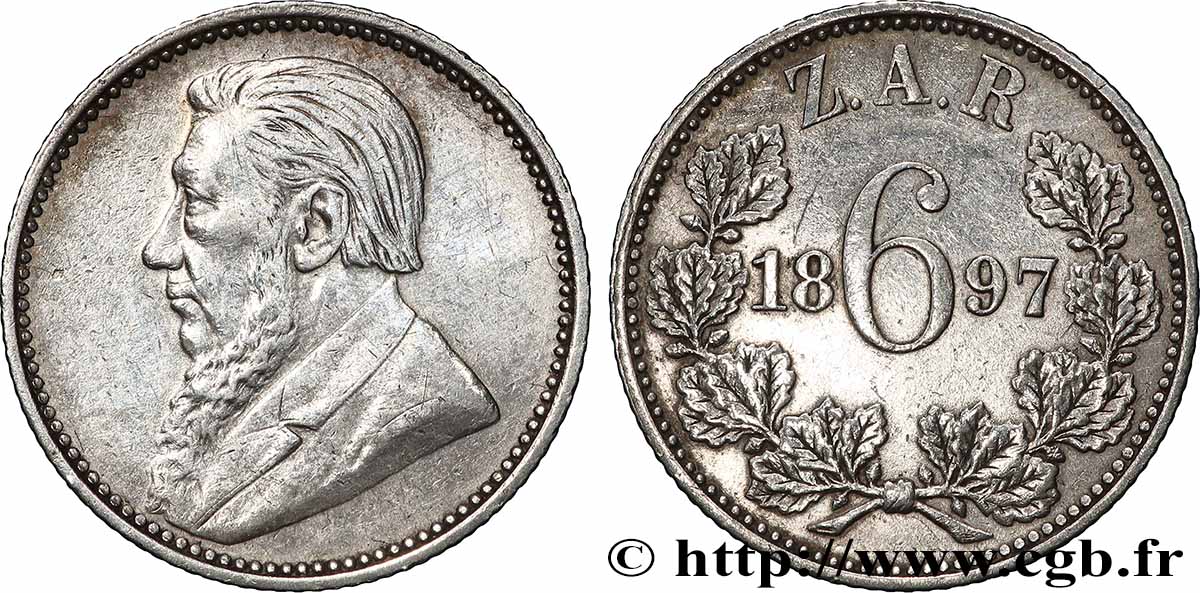 SUDÁFRICA 6 Pence Kruger 1897 Pretoria MBC 