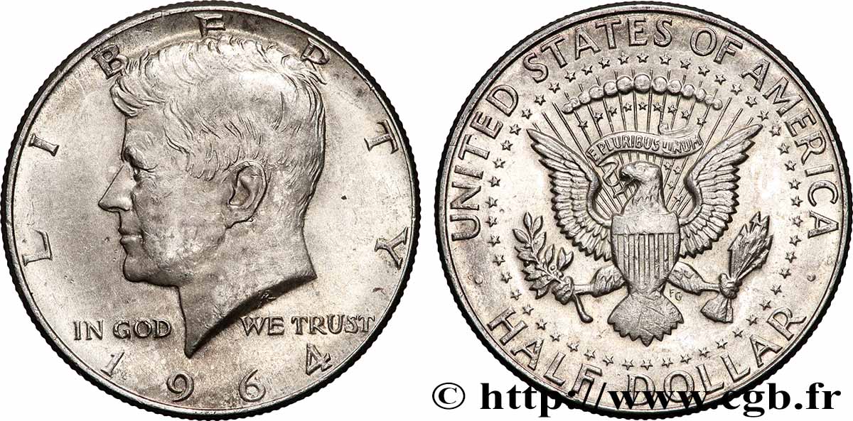 UNITED STATES OF AMERICA 1/2 Dollar Kennedy 1964 Philadelphie AU 