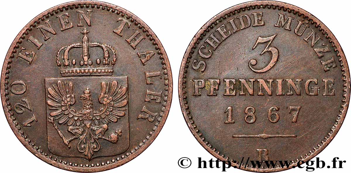 ALLEMAGNE - PRUSSE 3 Pfenninge 1867 Hanovre TTB 