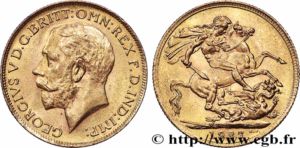 OR, PALLADIUM ET PLATINE INVESTISSEMENT 1 Souverain Georges V 1927 Afrique du Sud SUP 