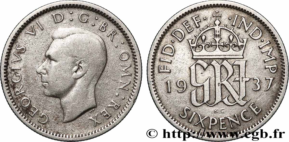 UNITED KINGDOM 6 Pence Georges VI 1937 Londres VF 