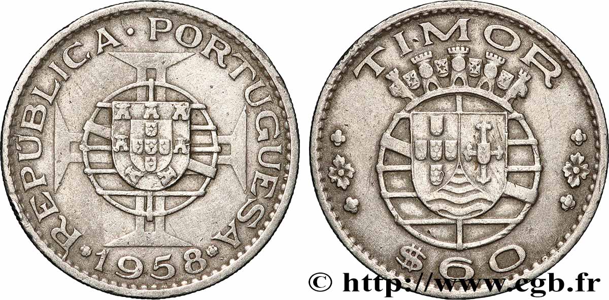 TIMOR 60 Centavos Colonie Portugaise 1958 Lisbonne TTB 