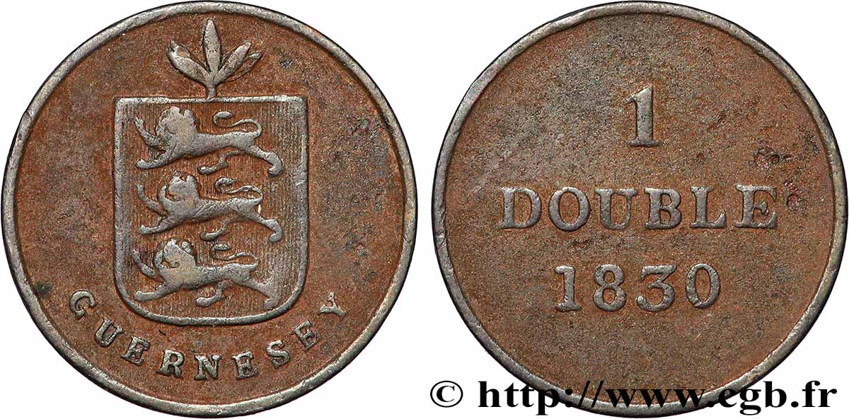 GUERNSEY 1 Double armes du baillage de Guernesey 1830  MBC 