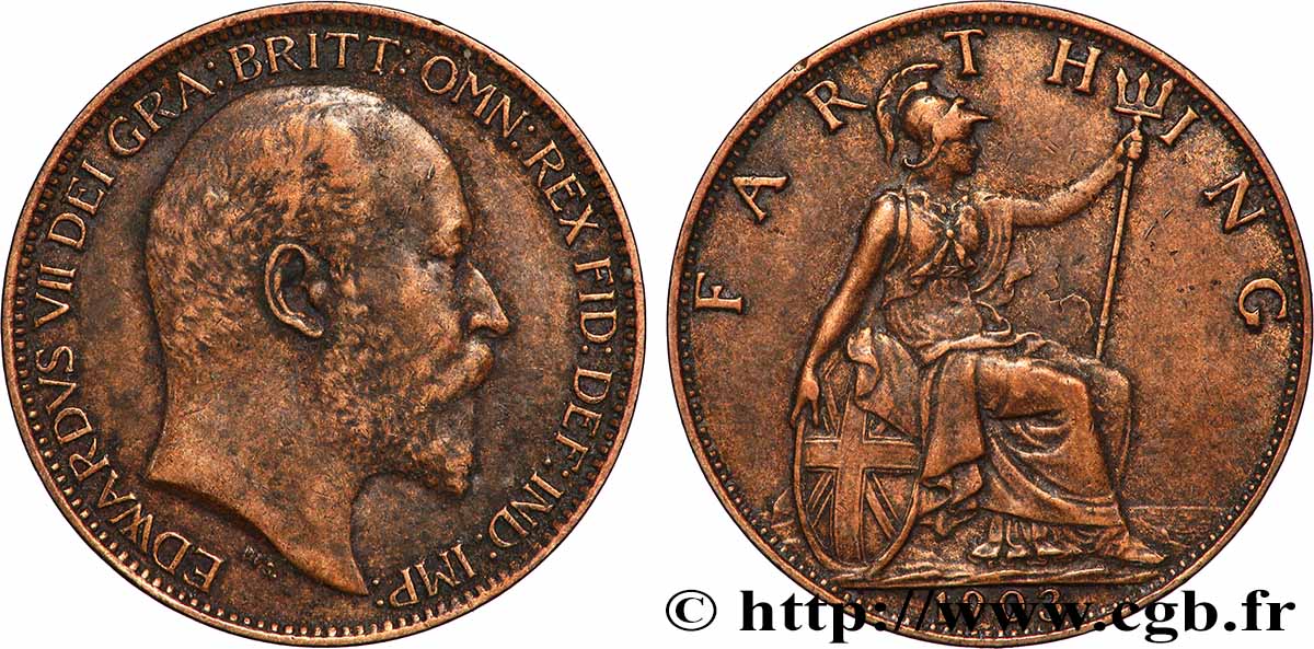 UNITED KINGDOM 1 Farthing Edouard VII  1903  AU 